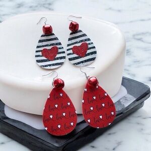 🆕 Spread the Love Faux Leather Earrings with Bells